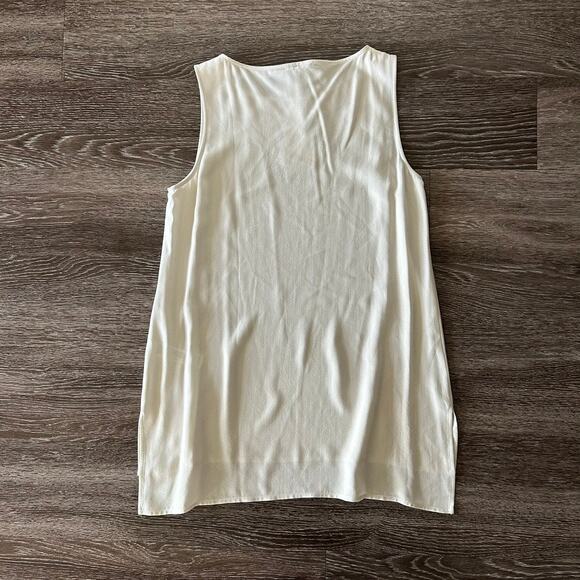 Eileen Fisher 100% Silk Georgette Crêpe Long Shell Bone Bateau Neck Top S Petite - Picture 6 of 16